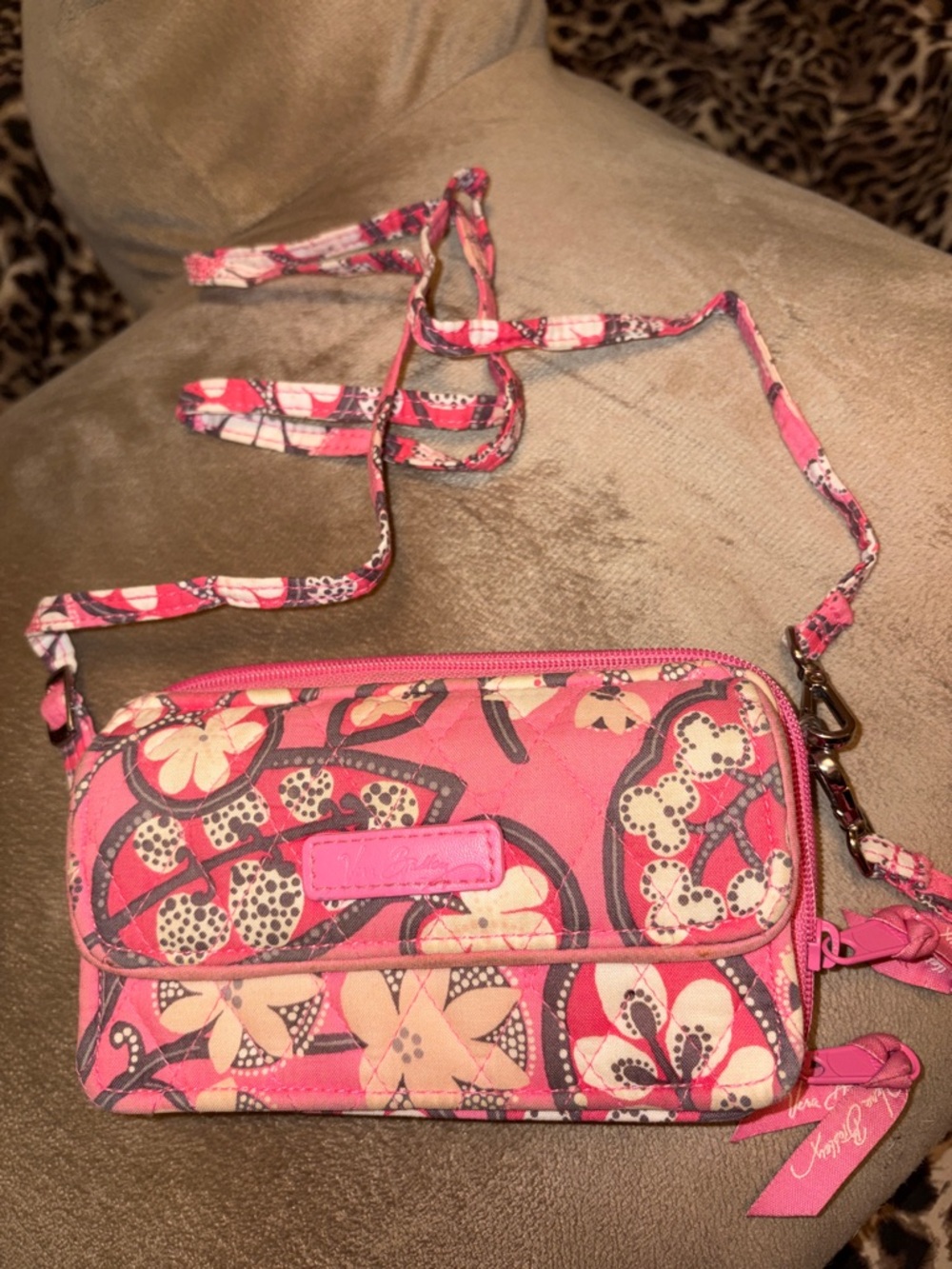 Vera Bradley Pink Floral Crossbody Wristlet
